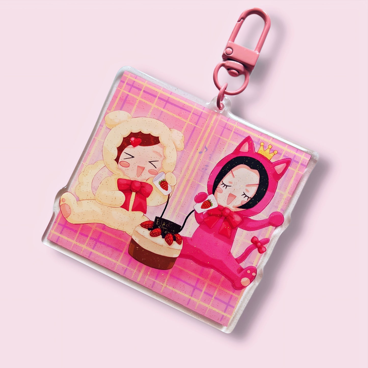 Strawberry couple maxi charm Keychain