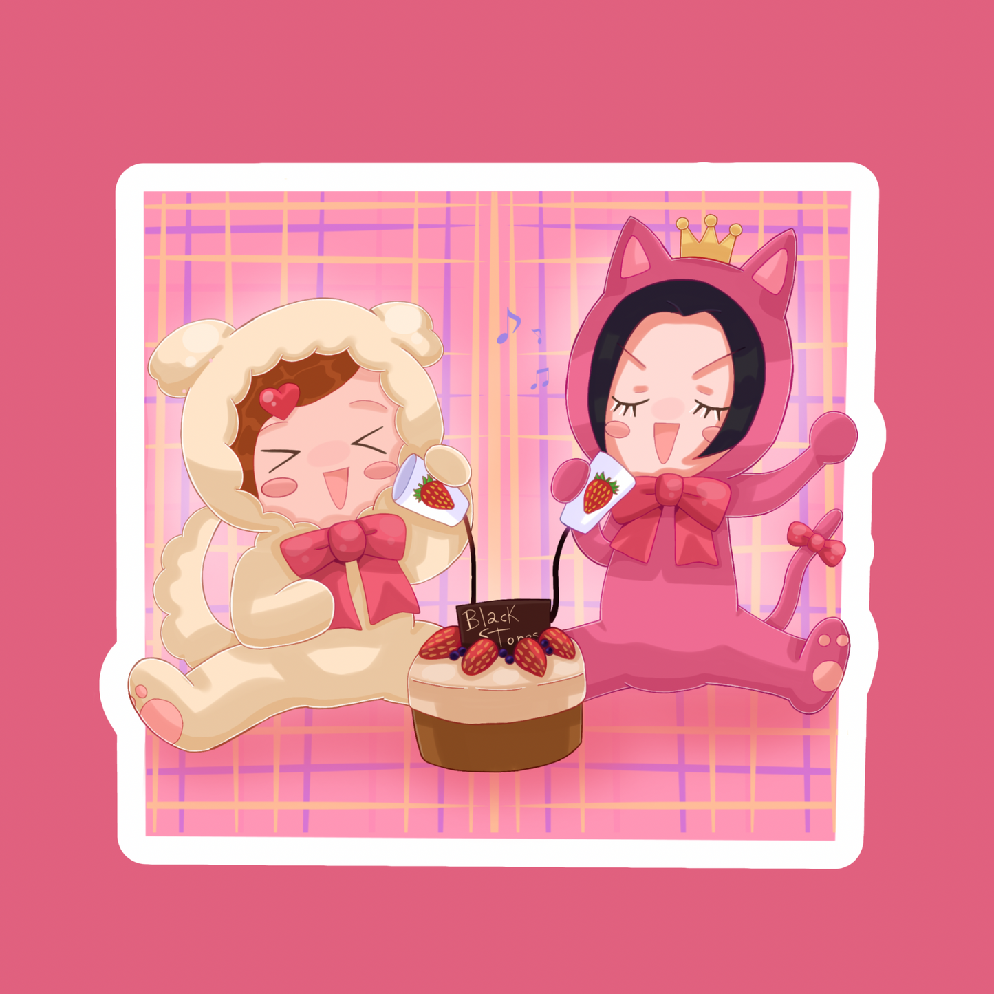 Strawberry couple vinyl stickers