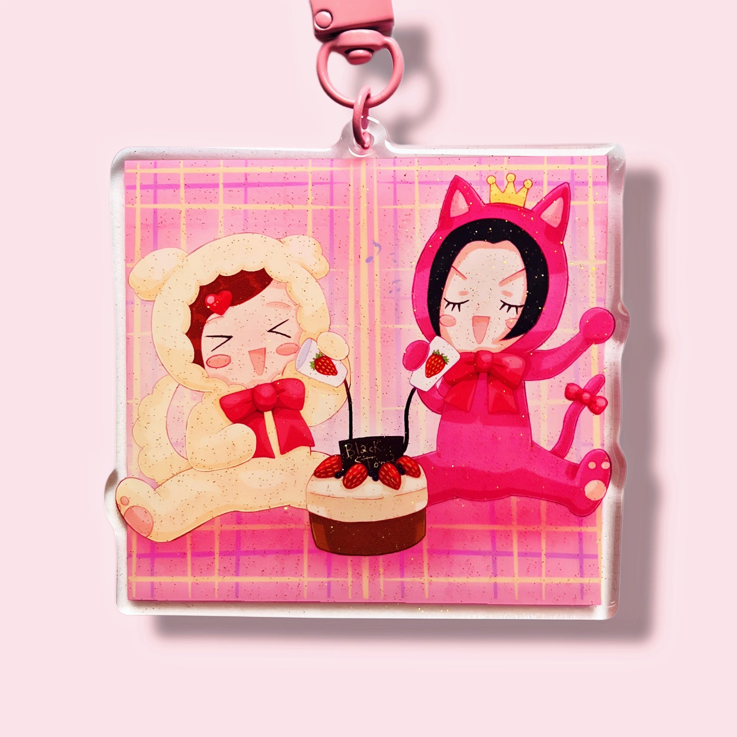 Strawberry couple maxi charm Keychain